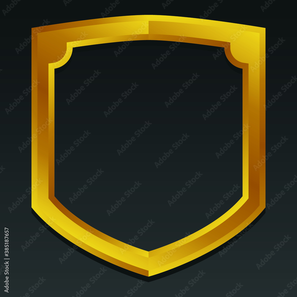 3d line art golden metallic shield frame