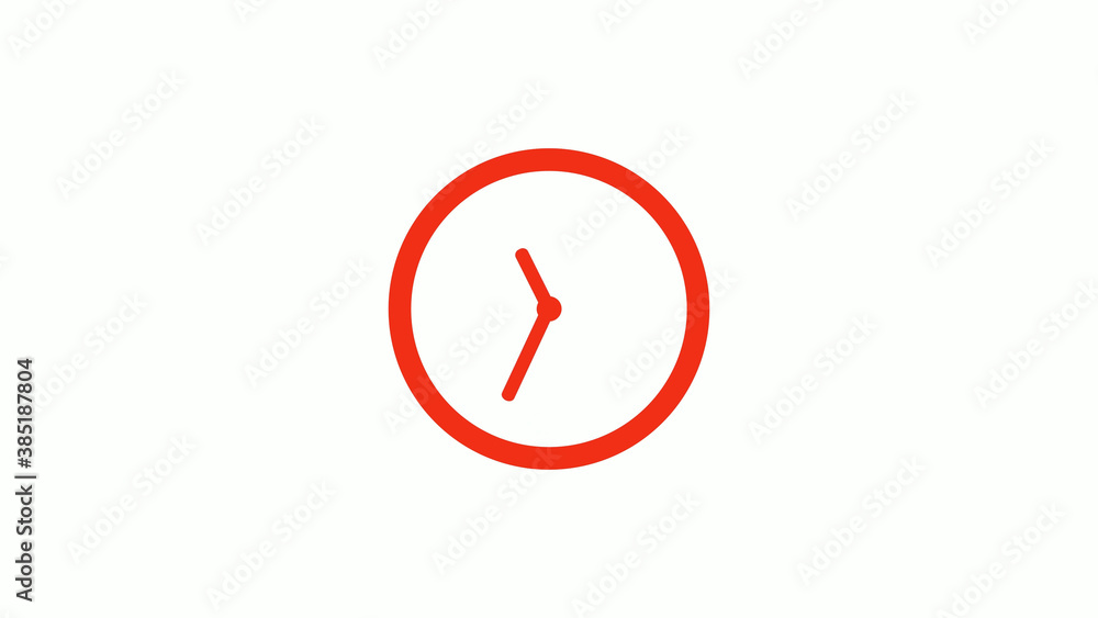 Amazing red color circle clock icon on white background, New clock icon