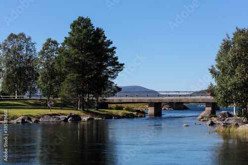 Bridge over water in the Swedish northern town Arjeplog