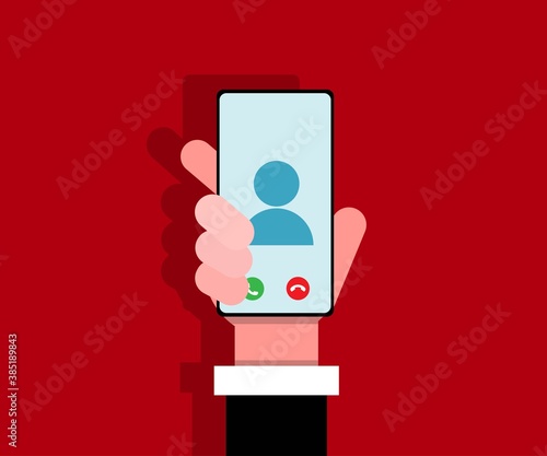 phone, hand, hold, vector, call, smartphone, cellphone, flat, mobile, cell, icon, gadget, internet, girl, person, design, app, application, cartoon, chat, communication, concept, device, digital, disp photo