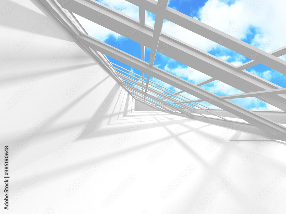 Obraz premium Empty white architecture with sky view