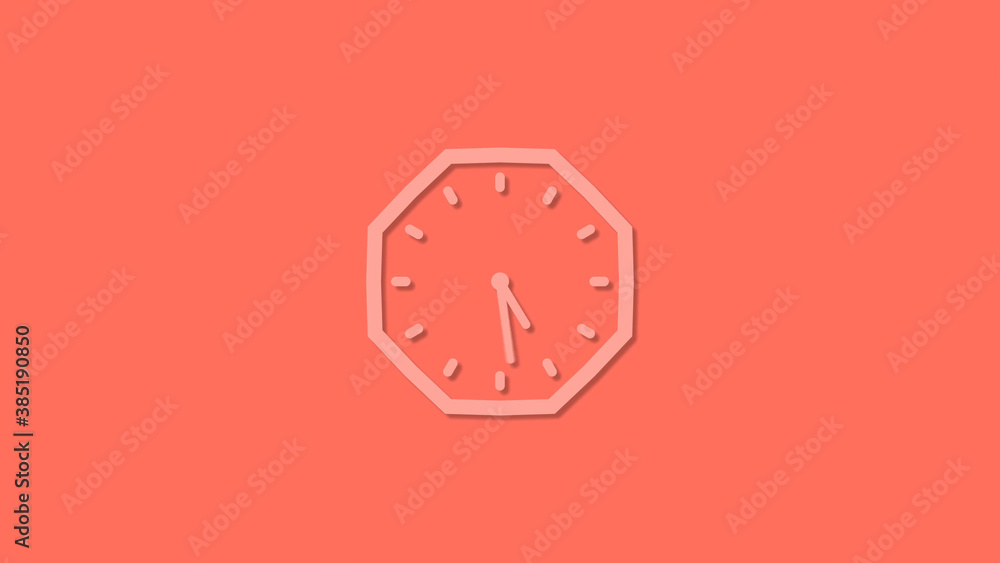 Beautiful 3d 12 hours clock isolated on red background, Clock icon Beautiful 3d 12 hours clock isolated on red background, Clock icon