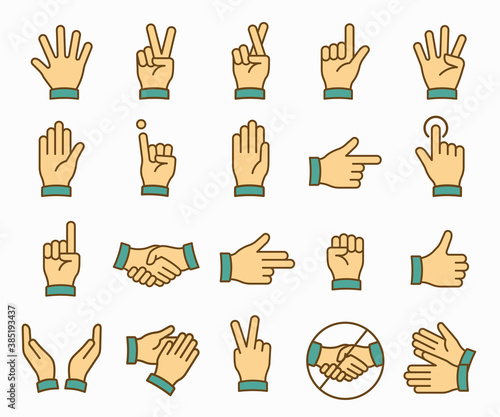 Hands icons. Isolated vector illustration