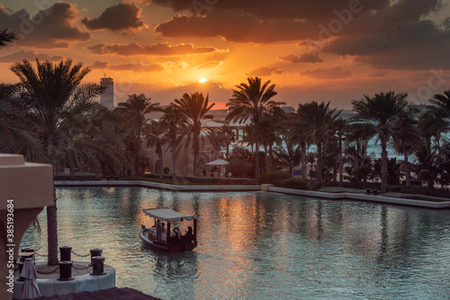 Photography Beautiful sunset overlooking the  Artificial Canal in Madinat Jumeirah