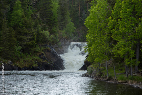 Beautiful Jyrävä waterfall in Oulanka National Park, Northern Finland  photo