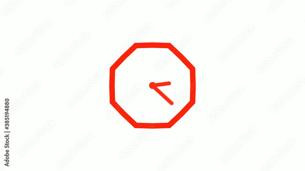 New red color 12 hours counting down clock icon on white background, Red clock icon New red color 12 hours counting down clock icon on white background, Red clock icon