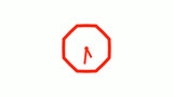 New red color 12 hours counting down clock icon on white background, Red clock icon