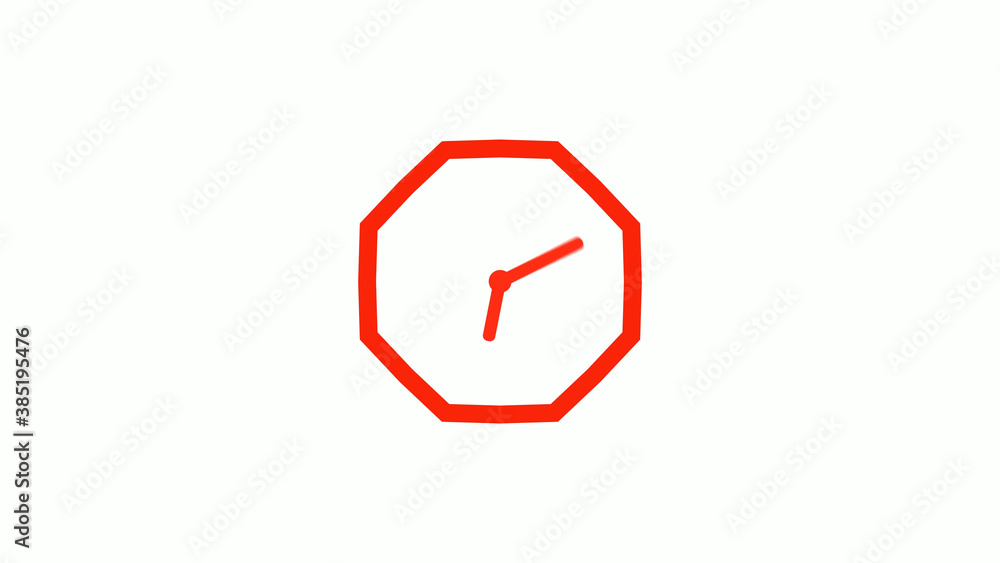 New red color counting down clock icon on white background, 12 hours clock icon New red color counting down clock icon on white background, 12 hours clock icon