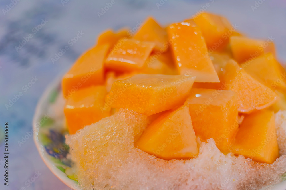 Close up shot of melon ice Close up shot of melon ice