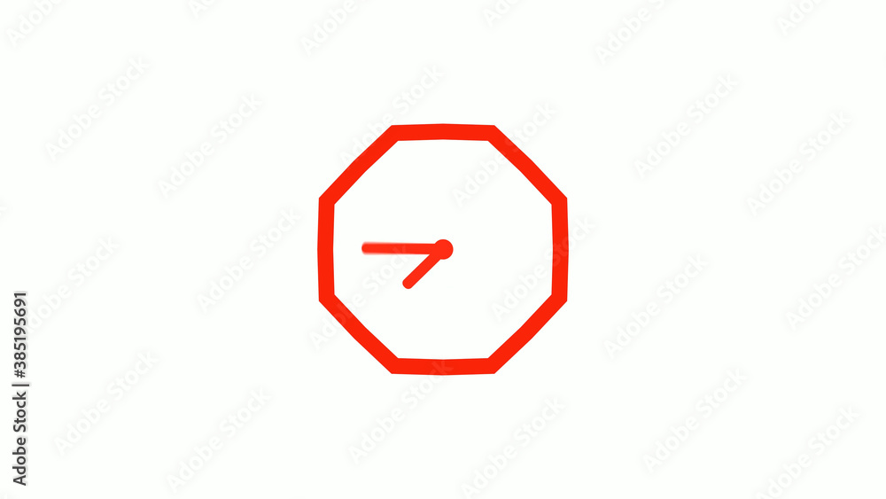 New red color counting down clock icon on white background, 12 hours clock icon New red color counting down clock icon on white background, 12 hours clock icon