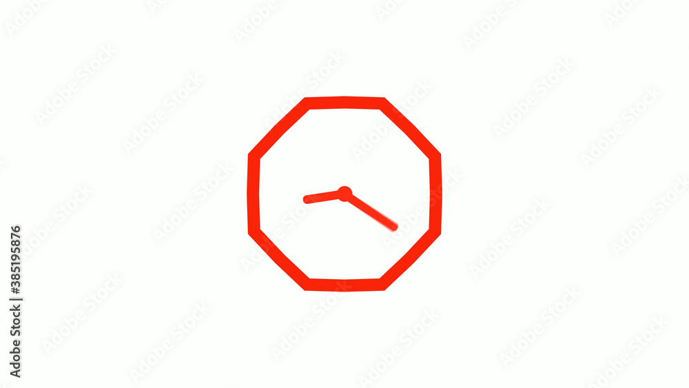 New red color counting down clock icon on white background, 12 hours clock icon New red color counting down clock icon on white background, 12 hours clock icon