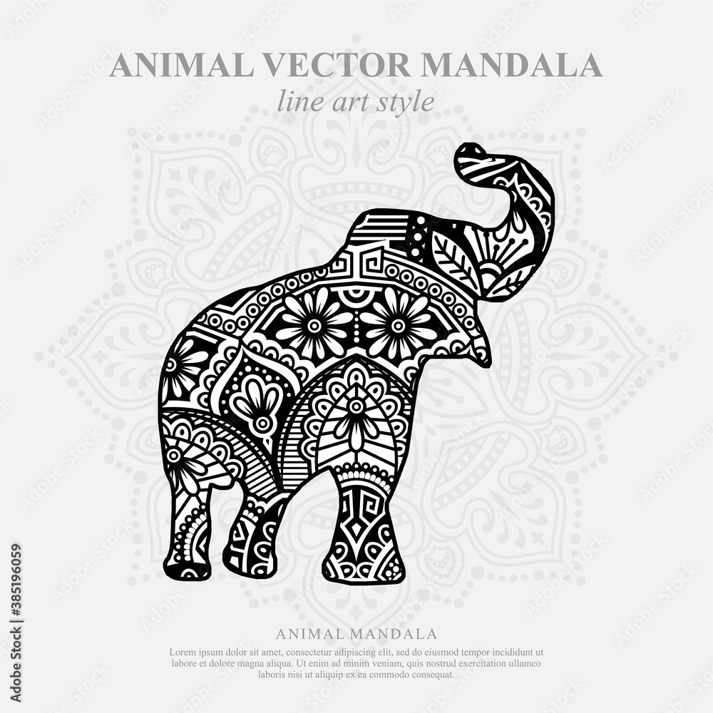 Fototapeta premium Animal Vector Mandala Line Art Style