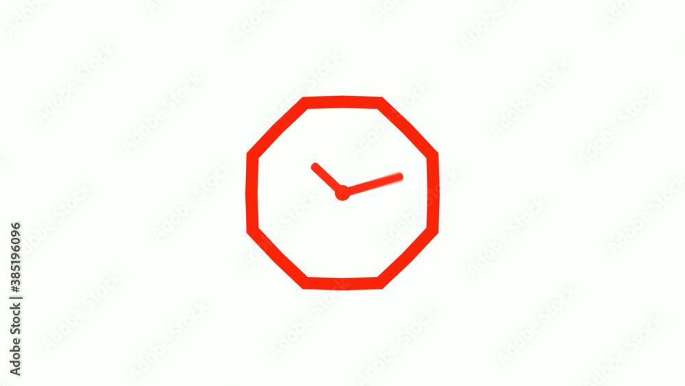 New red color counting down clock icon on white background, 12 hours clock icon New red color counting down clock icon on white background, 12 hours clock icon