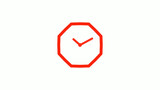 New red color counting down clock icon on white background, 12 hours clock icon