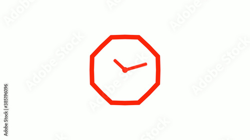 New red color counting down clock icon on white background  12 hours clock icon