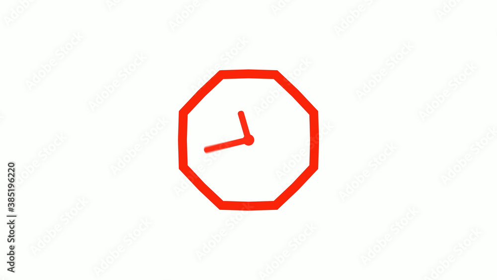 New red color counting down clock icon on white background, 12 hours clock icon New red color counting down clock icon on white background, 12 hours clock icon
