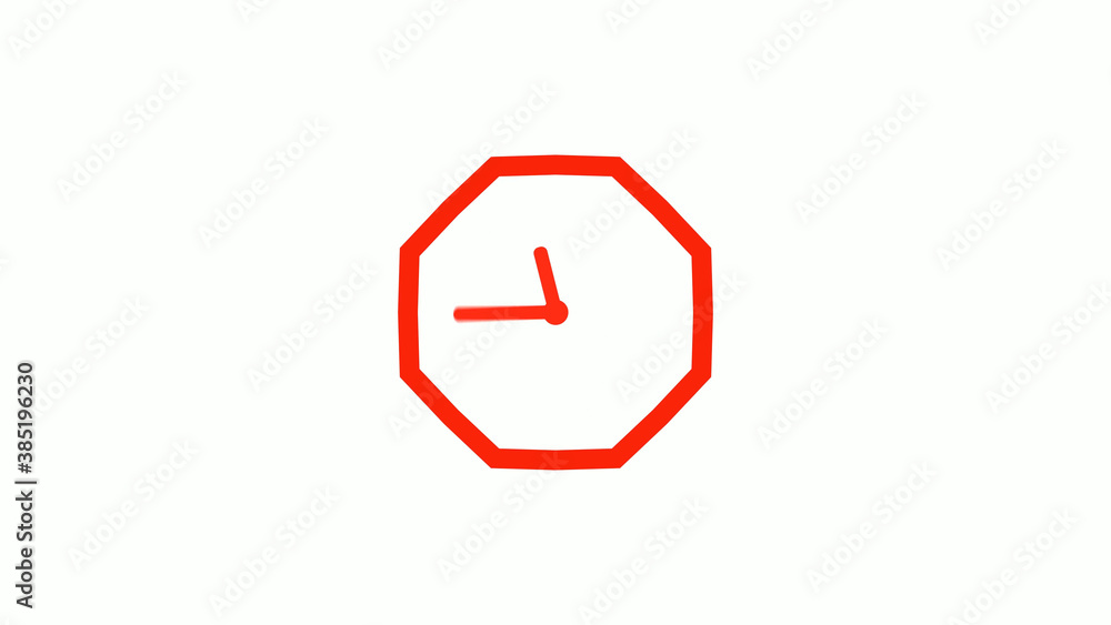 New red color counting down clock icon on white background, 12 hours clock icon New red color counting down clock icon on white background, 12 hours clock icon