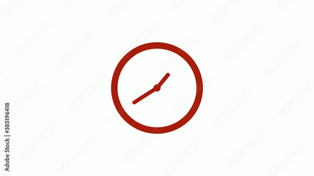 Red dark circle 12 hours counting down clock icon on white background, red clock icon Red dark circle 12 hours counting down clock icon on white background, red clock icon
