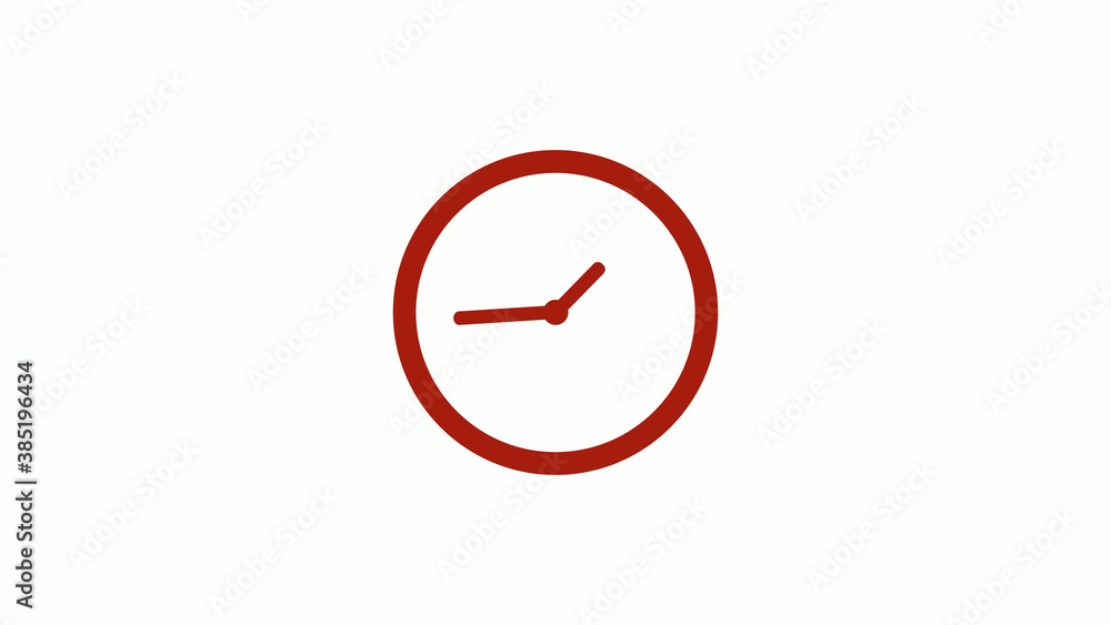 Red dark circle 12 hours counting down clock icon on white background, red clock icon Red dark circle 12 hours counting down clock icon on white background, red clock icon