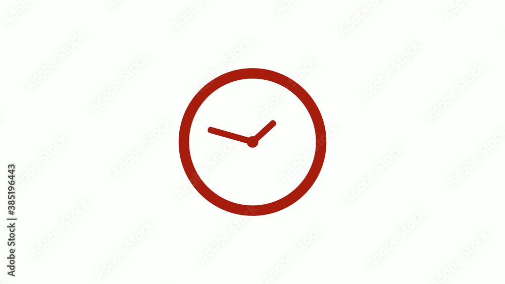 Red dark circle 12 hours counting down clock icon on white background, red clock icon Red dark circle 12 hours counting down clock icon on white background, red clock icon