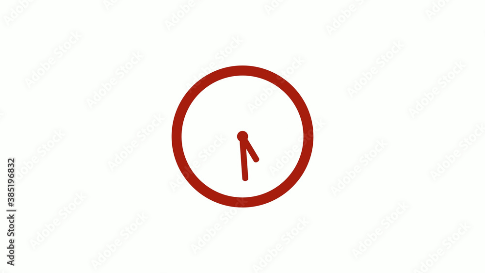 Amazing red color 12 hours counting down clock icon on white background, Clock icon, Circle clock icon Amazing red color 12 hours counting down clock icon on white background, Clock icon, Circle clock icon