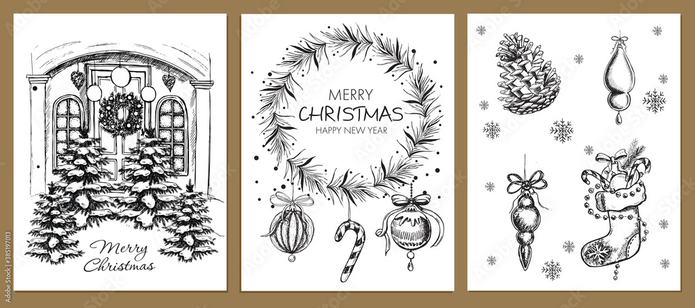 Christmas Greeting card. Design element in doodle style. Christmas Greeting card. Design element in doodle style.