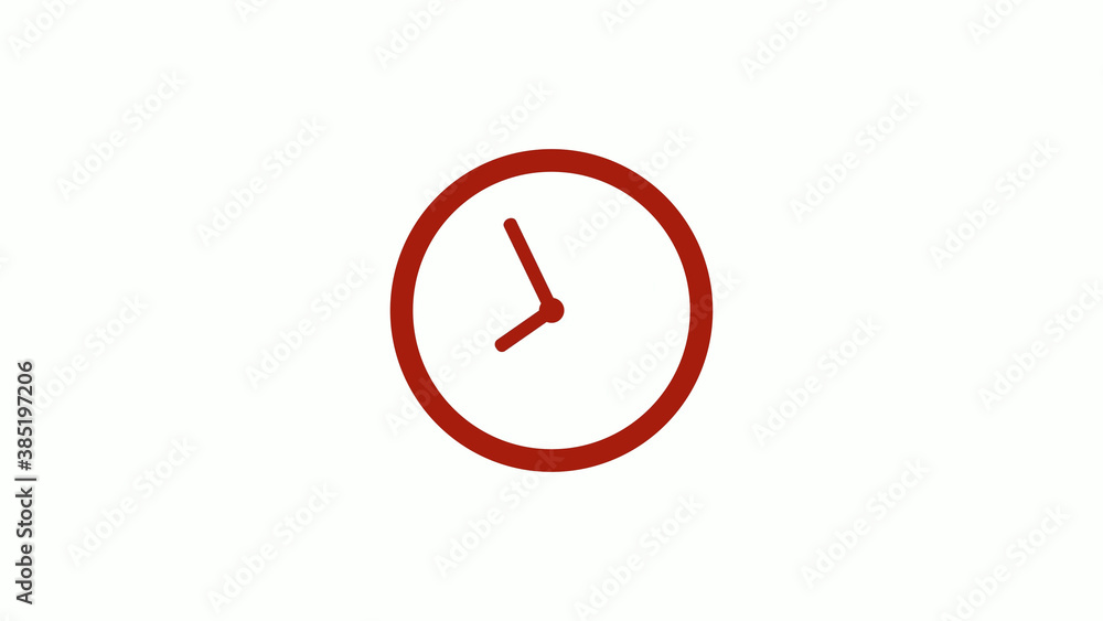 New red color 12 hours clock icon on white background, New red color clock icon New red color 12 hours clock icon on white background, New red color clock icon