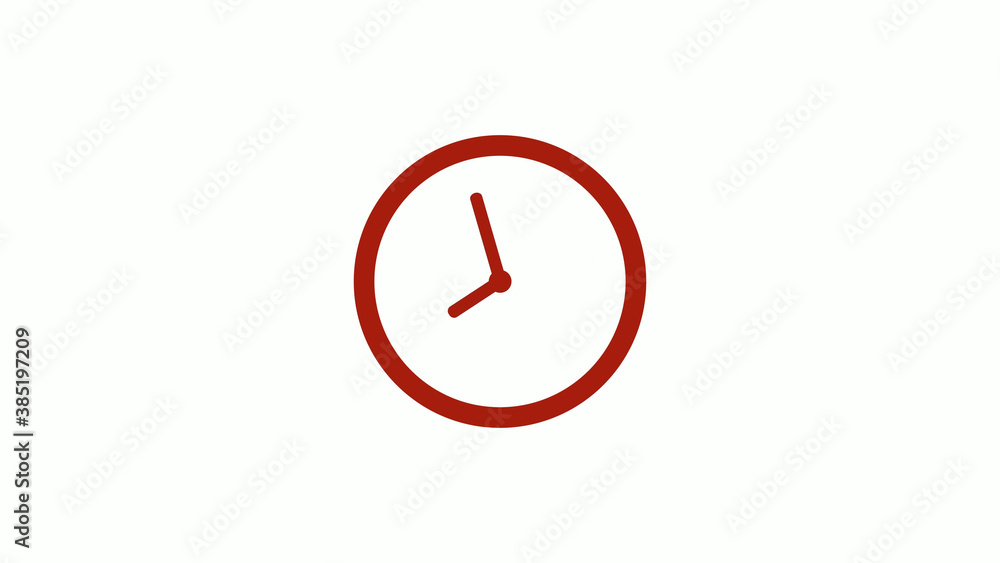 New red color 12 hours clock icon on white background, New red color clock icon New red color 12 hours clock icon on white background, New red color clock icon