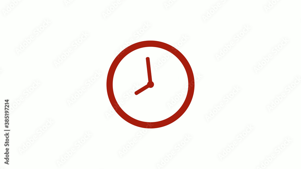 New red color 12 hours clock icon on white background, New red color clock icon New red color 12 hours clock icon on white background, New red color clock icon