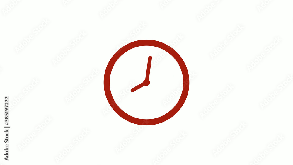 New red color 12 hours clock icon on white background, New red color clock icon New red color 12 hours clock icon on white background, New red color clock icon