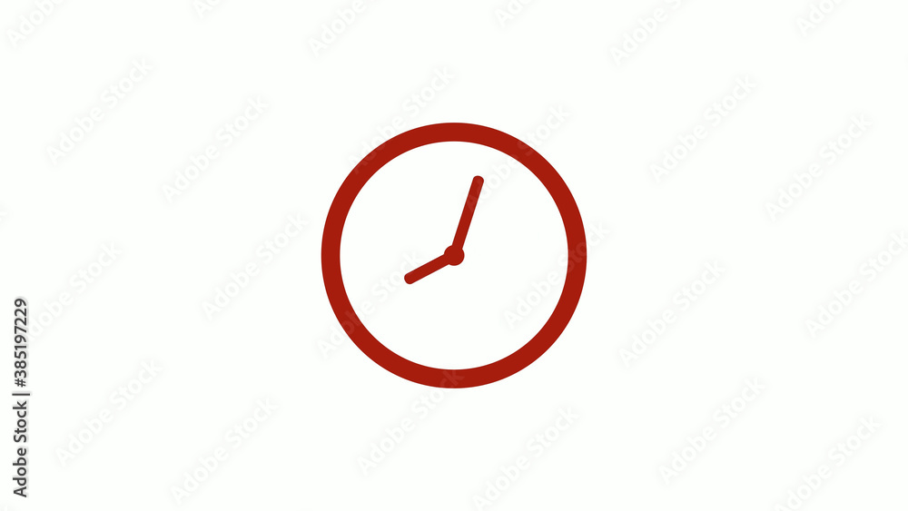 New red color 12 hours clock icon on white background, New red color clock icon New red color 12 hours clock icon on white background, New red color clock icon
