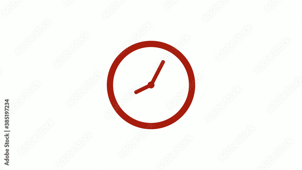 New red color 12 hours clock icon on white background, New red color clock icon New red color 12 hours clock icon on white background, New red color clock icon