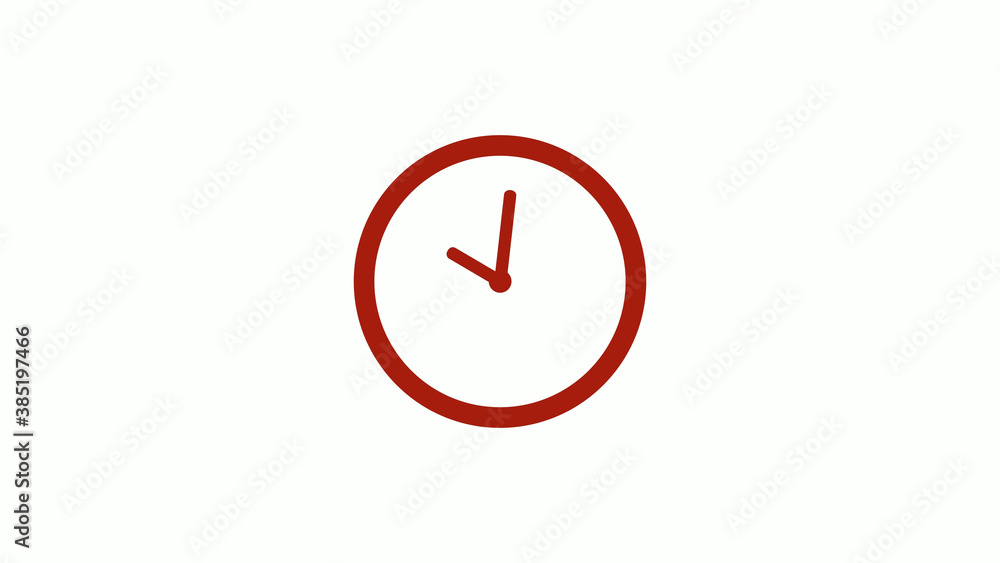 New red color 12 hours clock icon on white background, New red color clock icon New red color 12 hours clock icon on white background, New red color clock icon