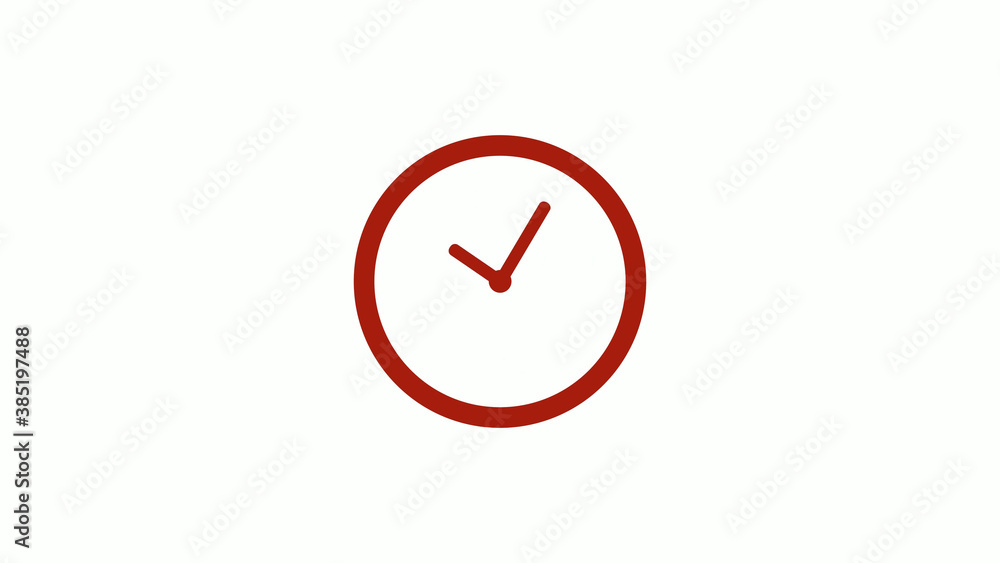 New red color 12 hours clock icon on white background, New red color clock icon New red color 12 hours clock icon on white background, New red color clock icon