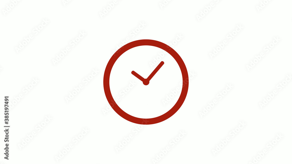 New red color 12 hours clock icon on white background, New red color clock icon New red color 12 hours clock icon on white background, New red color clock icon