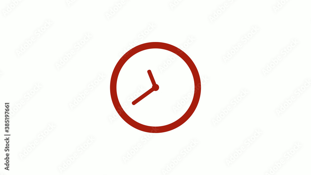 New red color 12 hours clock icon on white background, New red color clock icon New red color 12 hours clock icon on white background, New red color clock icon