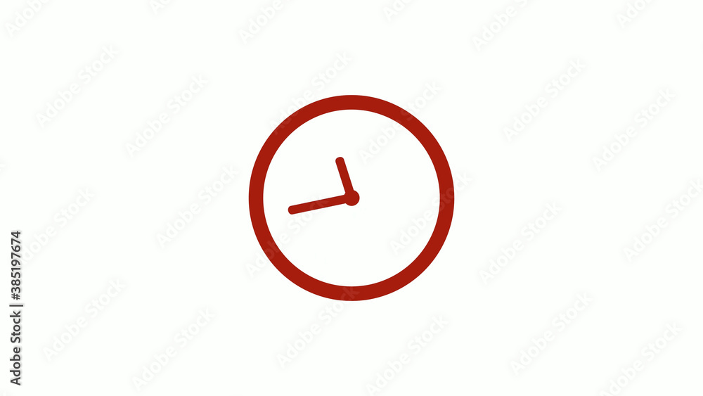 New red color 12 hours clock icon on white background, New red color clock icon New red color 12 hours clock icon on white background, New red color clock icon