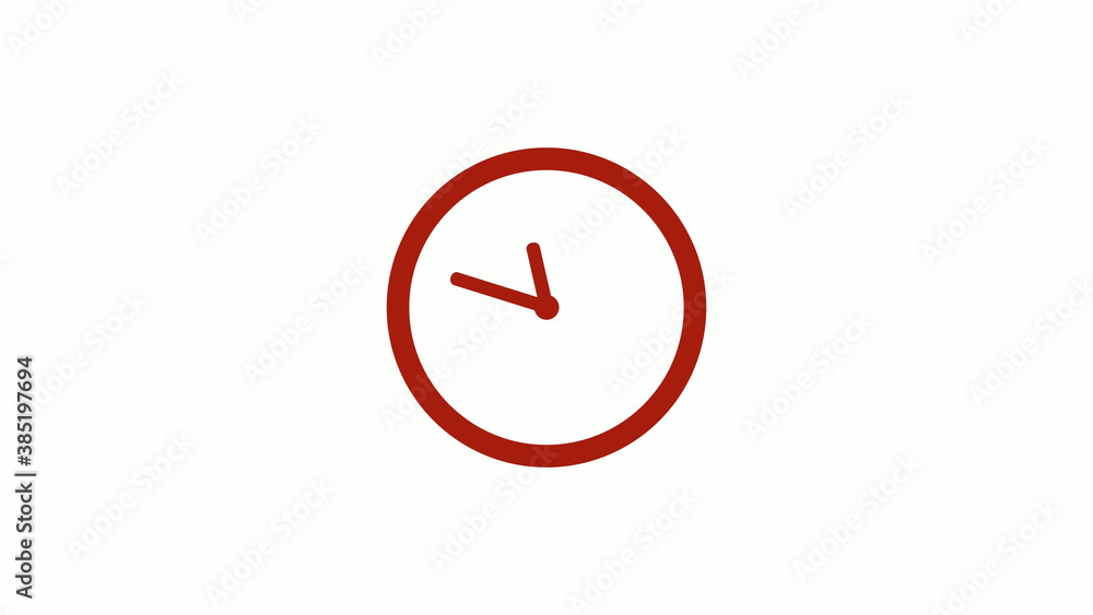 New red color 12 hours clock icon on white background, New red color clock icon New red color 12 hours clock icon on white background, New red color clock icon