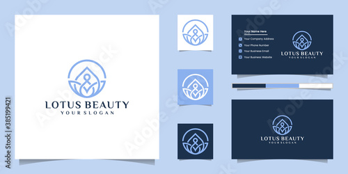 Lotus flower line art style logo design. yoga center, spa, beauty salon luxury logo. logo design, icon and business card