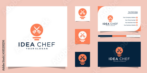 creative logo idea combination lamp and spatula and business card