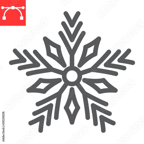 Snowflake line icon, merry christmas and frost, snow sign vector graphics, editable stroke linear icon, eps 10.