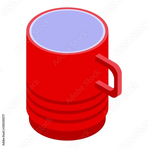 Red mug icon. Isometric of red mug vector icon for web design isolated on white background