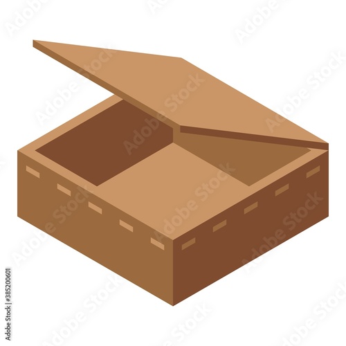 Open carton box icon. Isometric of open carton box vector icon for web design isolated on white background