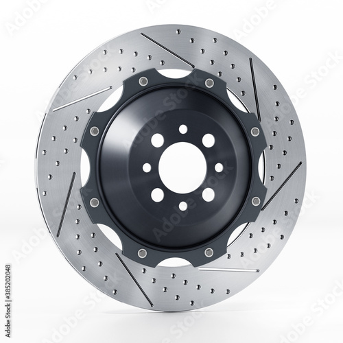 Performance brake disc isolated on white background. 3D illustration