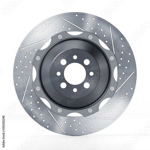 Performance brake disc isolated on white background. 3D illustration