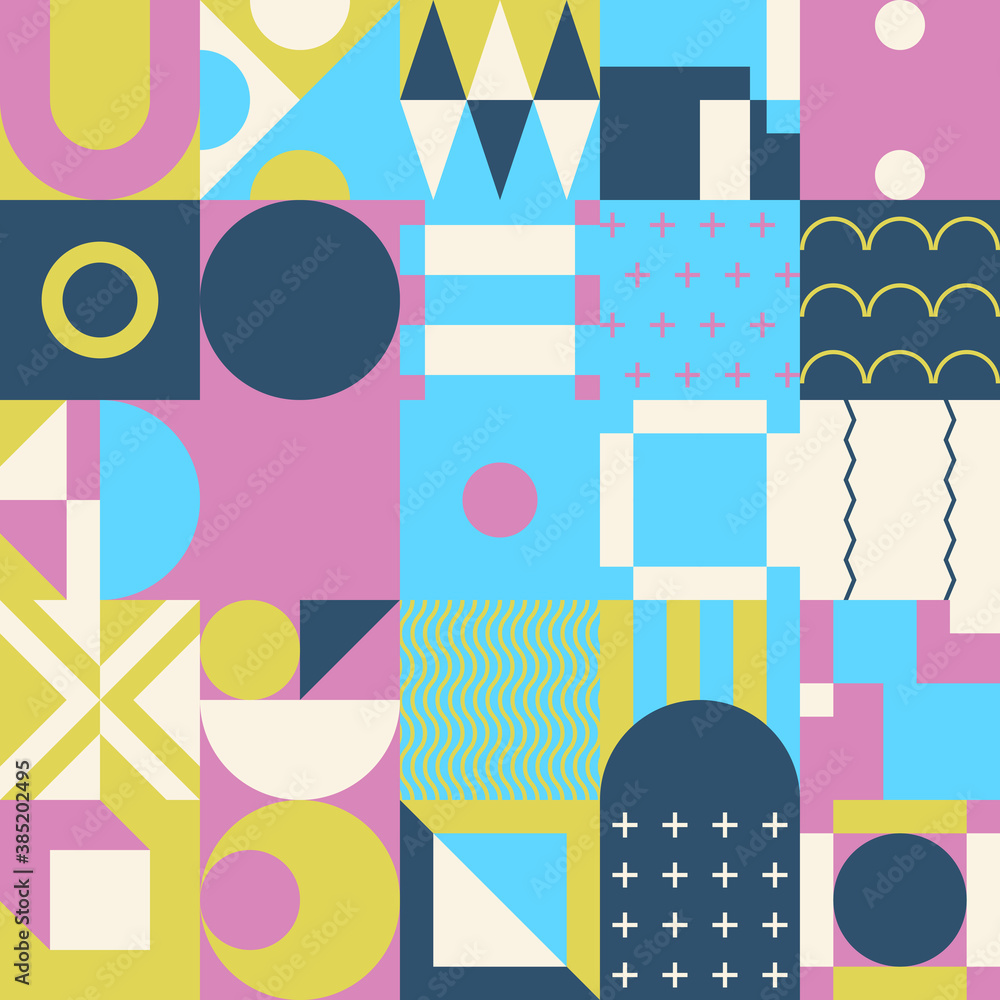 Abstract Colorful Vector Pattern Design With Simple Geometric Forms