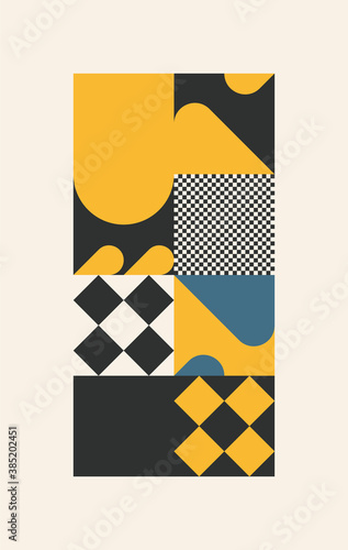 Vertical Layout Poster Design Wth Abstract Vector Geometric Shapes Pattern