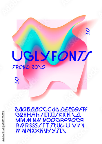 Ugly Fonts. Minimal modern alphabet fonts. Typography minimalist urban digital fashion future creative logo font. vector illustration