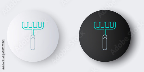 Line Garden rake icon isolated on grey background. Tool for horticulture, agriculture, farming. Ground cultivator. Housekeeping equipment. Colorful outline concept. Vector.