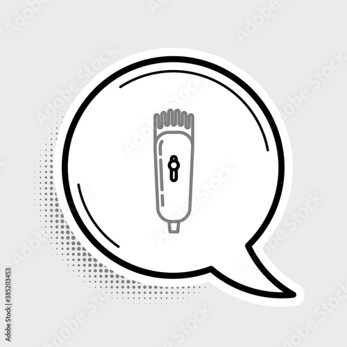 Line Electrical hair clipper or shaver icon isolated on grey background. Barbershop symbol. Colorful outline concept. Vector.